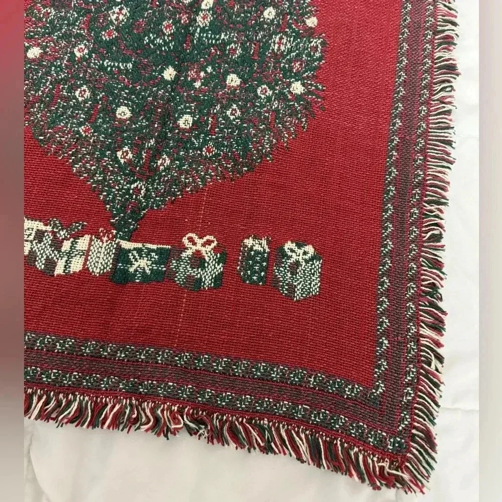 Vintage Christmas Happy Holidays Throw Blanket Tapestry Wall Hanging TableRunner